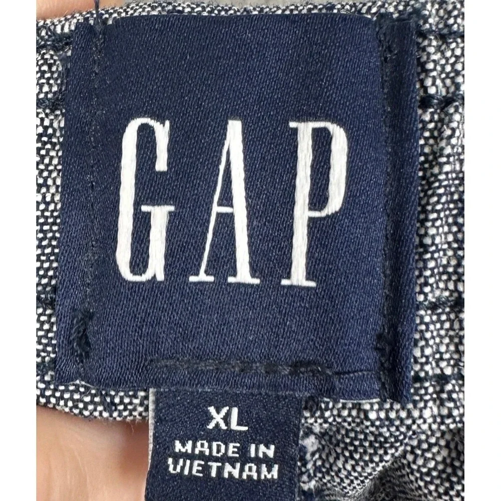 GAP Linen Blend Shorts Mens XL Blue Heather Casual Pull On Stretch Waist Pockets